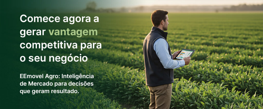 Comece agora a gerar vantagem competitiva para o seu negócio.
EEmovel Agro — Inteligência de Mercado para decisões que geram resultado.